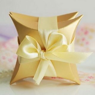 Pearl Pillow Favor Box With Ribbon (Set of 6 Pairs)