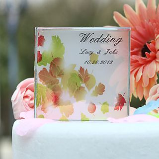 Personalized Autumn Leaves Print Wedding Cake Topper