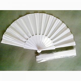 Classic White Fabric And Plastic Folding Hand Fan (Set of 4)