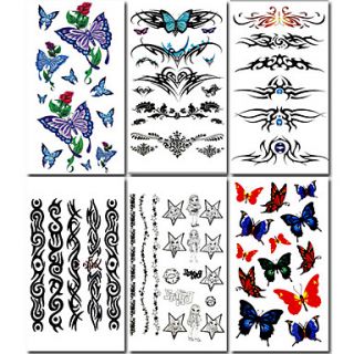 6 Pcs Butterfly and Flower Ring Mixed Temporary Tattoo