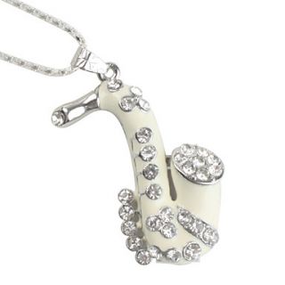 4GB Saxophone Style USB Flash Drive Necklace (Silver)