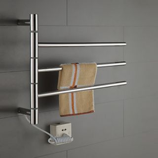 40W Swing Arm Stainless Steel Circular Tube Towel Warmmer Drying Rack