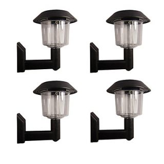 Set of 4 White Fence Wall Mount Solar Lights