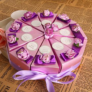 Purple Flower Cake Favor Box (Set of 10)