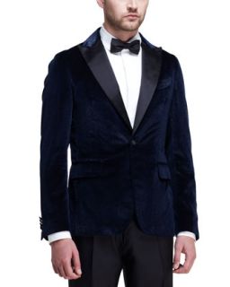 Napoli Glitter Velvet Tuxedo Jacket, Blue   Dsquared2