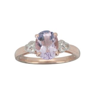 Rose Gold Plated Genuine Amethyst & Lab Created White Sapphire Ring, Womens