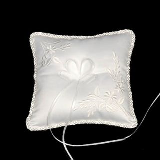Memorable Treasures Satin Wedding Ring Bearer Pillow With Embroidery