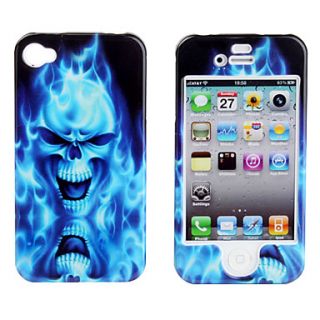 Protective Smooth Polycarbonate Front and Back Case for iPhone 4 and iPhone 4S (Blue Fire Skull)
