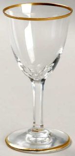 Baccarat Directoire Cordial Glass   Plain Bowl, Cut Stem, Gold Trim