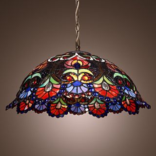 Tiffany Pendant Light with 2 Light in Artistic Patterned Shade