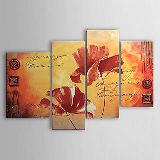 Hand painted Floral Oil Painting with Stretched Frame   Set of 4