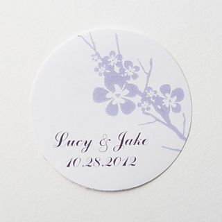 Personalized Round Favor Stickers – Plum Blossom (Set of 36)