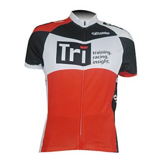 Kooplus Mens 100% Polyester Short Sleeve Cycling Jersey (Tri Red)