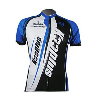 Kooplus Mens 100% Polyester Short Sleeve Cycling Jersey (Blue and Black)