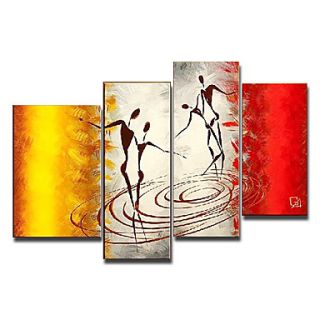 Hand painted People Oil Painting with Stretched Frame   Set of 4