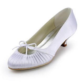 Satin Low Heel Closed Toe With Ruffles Wedding Shoes (More Colors)