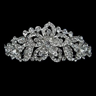 Silver Alloy Rhinestone And Pearl Beautiful Flower Bridal Tiara