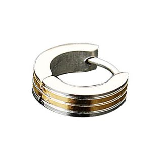 Mens Titanium Steel Stripe Pattern Earring (Gold)
