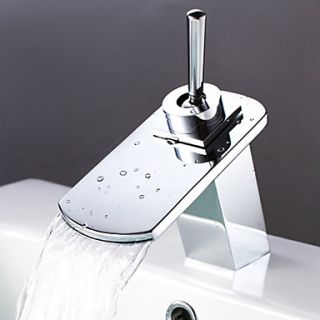 Contemporary Brass Waterfall Bathroom Sink Faucet
