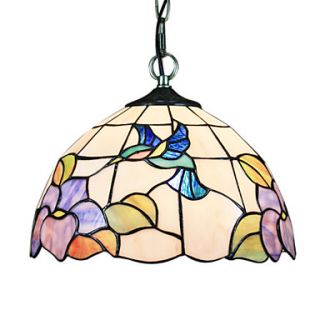 60W Tiffany Pendent Light in Blue Hummingbird Pattern