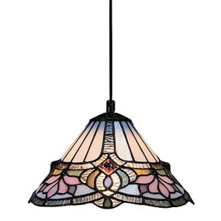 60W 1   Light Tiffany Pendant Light with Glass Shade Lotus Pattern