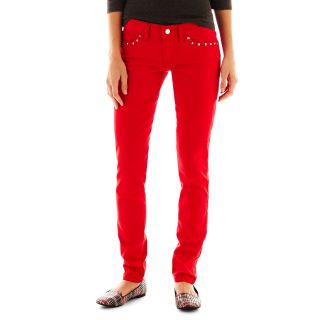Levis 524 Skinny Studded Jeans, Red, Womens