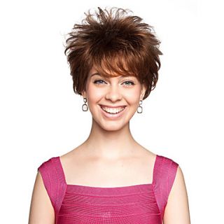 Capless Synthetic Brown Short Curly Wig