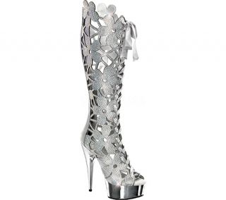 Womens Pleaser Delight 600 46   Silver Velour Suede/Silver Chrome Boots