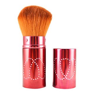 Retractable Cosmetic Face Makeup Brush in Platinum Red Flower Tube