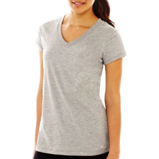 Xersion Short Sleeve Melange Tee, Grey, Womens