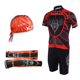 Cycling BIB Suits with Head Scarf and Arm Warmers(Red and Black)