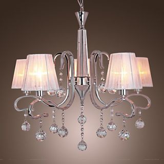 Modern Crystal Chandeliers with 5 Lights White