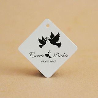 Personalized Rhombus Favor Tag   Bird (Set of 30)