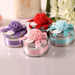 Round Metal Favor Tin With Ribbon   Set of 6   (More Colores)