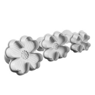 Four Petal Flower Cake and Cookie Cutter Mold with Plunger (3 Pieces)