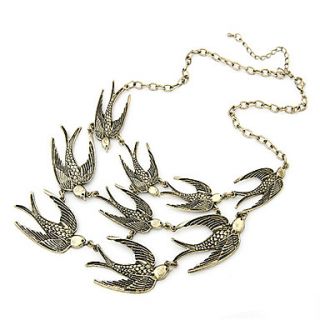 Gun Color Plated Vintage Swallow Alloy Necklace