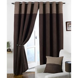 (One Pair) Brown Solid Classic Energy Saving Curtain