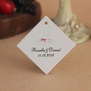 Personalized Rhombus Favor Tag   Wedding Dress (Set of 30)