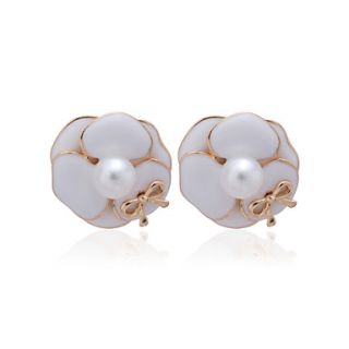 Gorgeous 18K Gold Plated Flower Pearl Earrings