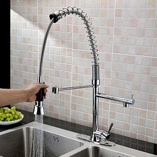 Contemporary Chrome Finish Single Handle Pull Out Kitchen Faucet
