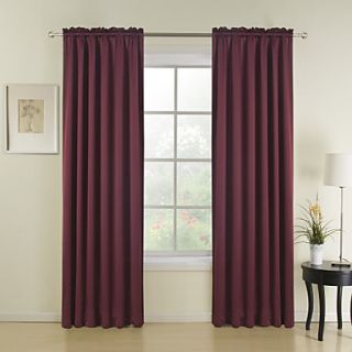 (One Pair) Classic Purple Solid Energy Saving Curtain