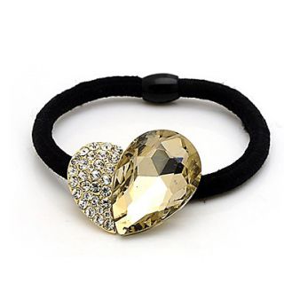 Gorgeous Rubber With Rhinestones Heart Ponytail Holder