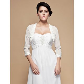 Gorgeous Chiffon 3/4 Length Sleeve Wedding / Special Occasion Jacket / Wrap With Appliques(More Colors)
