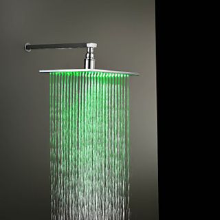 Contemporary 7 Colors Changing LED Chrome Shower Faucet Head of 10 inch