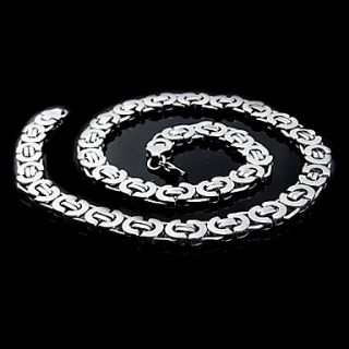 Domineering Silver Flat Paperclip Titanium Steel Necklace
