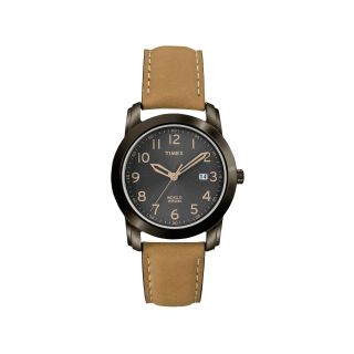 Timex Mens Leather Strap Brown Retro Watch