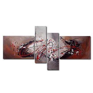 Hand painted Oil Painting Abstract Oversized Wide Set of 4