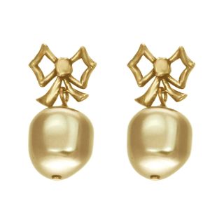 dom by dominique cohen Gold Tone Pearlescent Bow Earrings, Womens