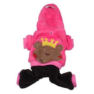 Bear Prince Sherpa Hoodie with Pants Suit for Dogs (XS XL,Pink)