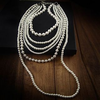 Womens Layered Pearl Necklace